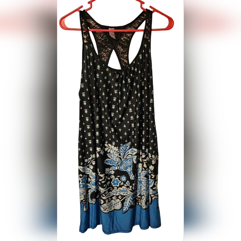 Black and Blue Floral Nightgown
